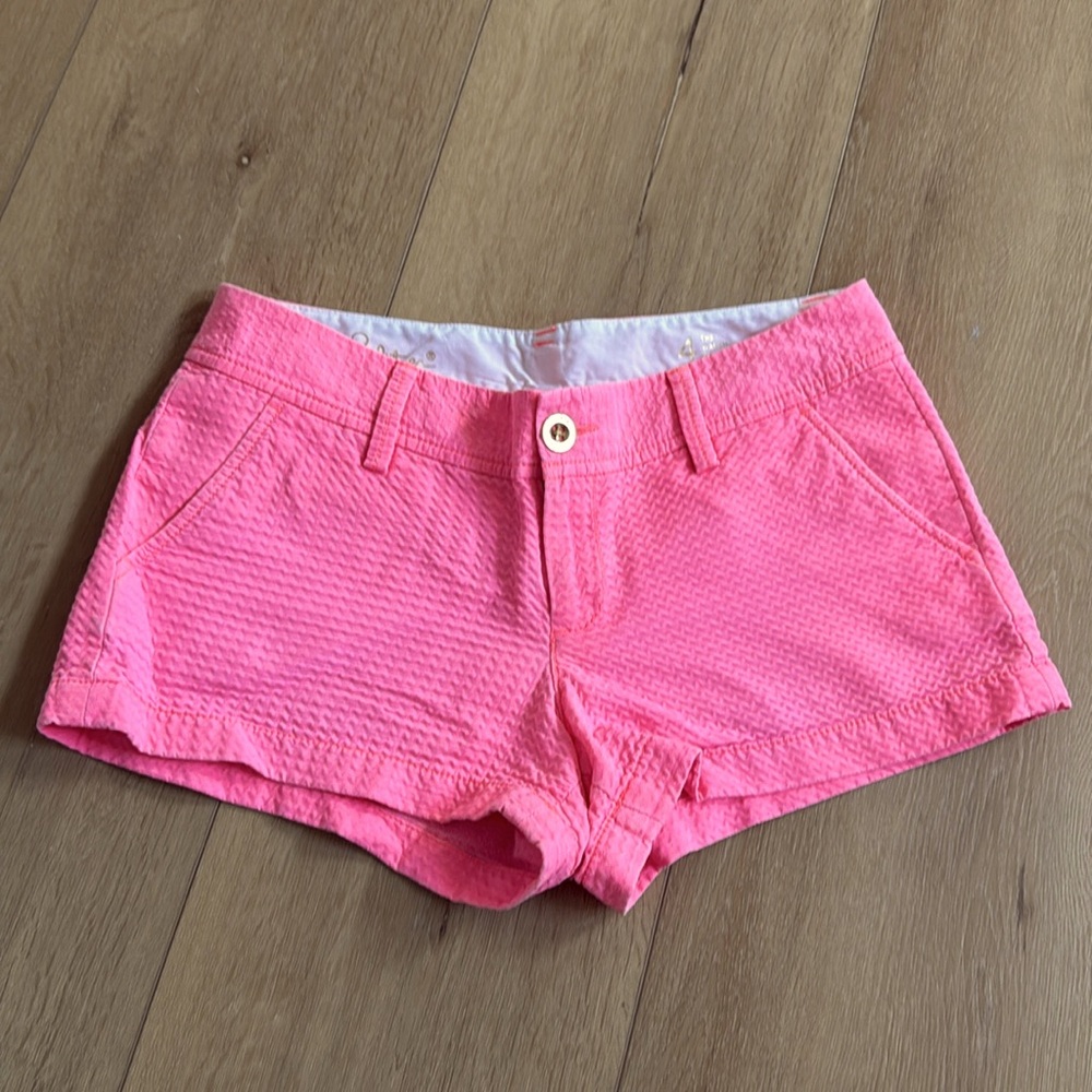 Lilly Pulitzer Pink Textured Cotton Blend Women's Shorts